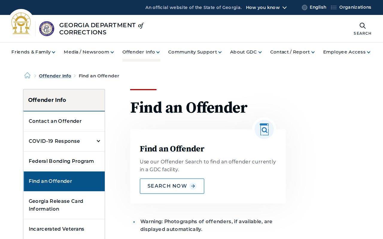 Georgia Department of Corrections offender search for Elbert County record routing