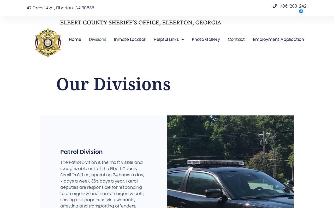 Elbert County Sheriff detention and booking records contact information